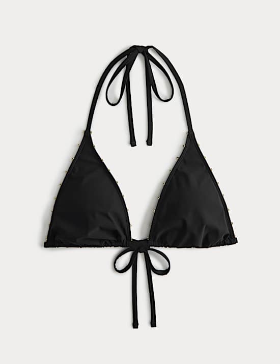 Bead Detail Triangle Bikini Top