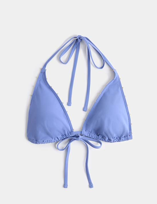 Bead Detail Triangle Bikini Top