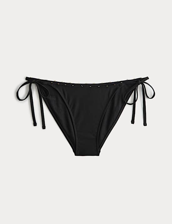 Bas de bikini &agrave; perles &agrave; nouer sur le c&ocirc;t&eacute;