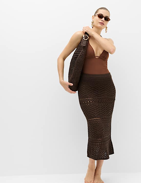 Bead Detail Padded Halterneck Swimsuit