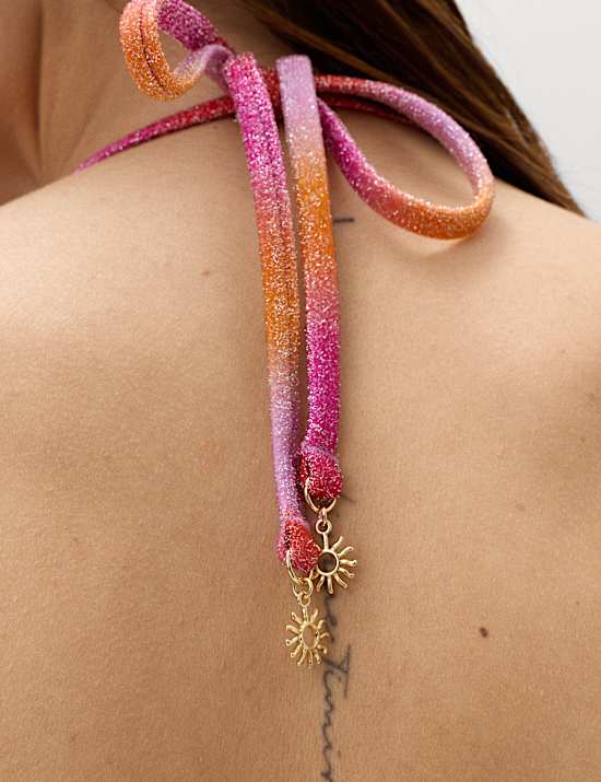 Neckholder-Bikinioberteil mit Glitzerdetail, Triangelform mit Ombr&eacute;-Muster