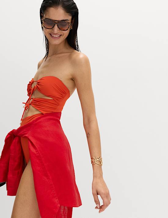 Padded Cut Out Bandeau Swimsuit