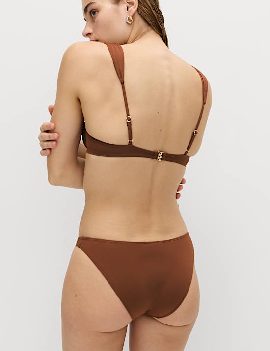 Trim Detail High Leg Bikini Bottoms