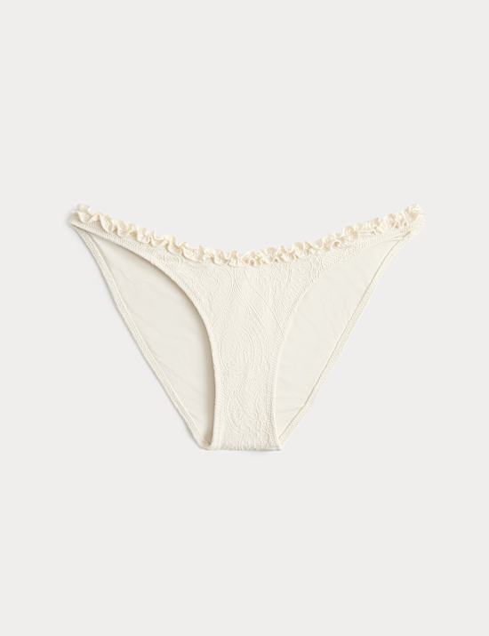 Textured Frill High Leg Bikini Bottoms