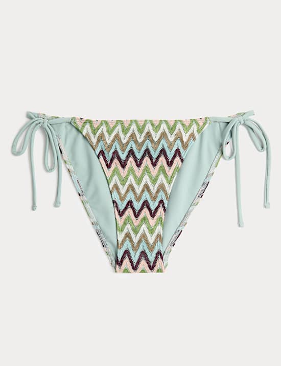 Textured Tie Side Bikini Bottoms