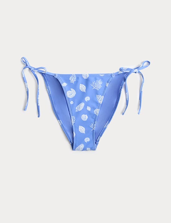 Jacquard Tie Side High Leg Bikini Bottoms