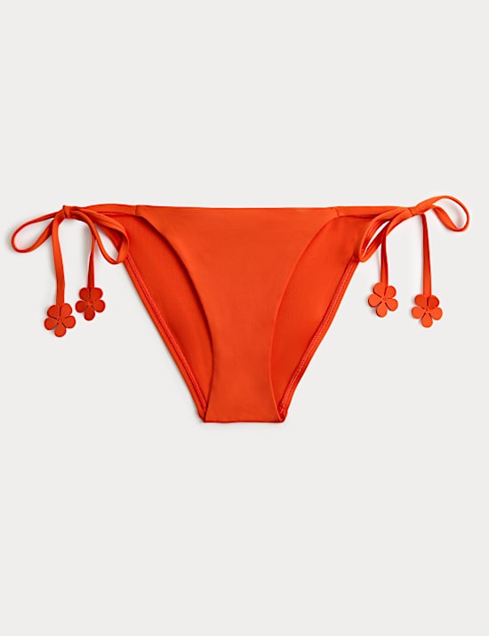 Floral Trim Tie Side Bikini Bottoms