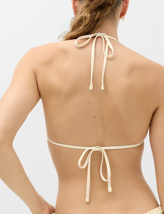 Textured Triangle Bikini Top With Tie Fastening