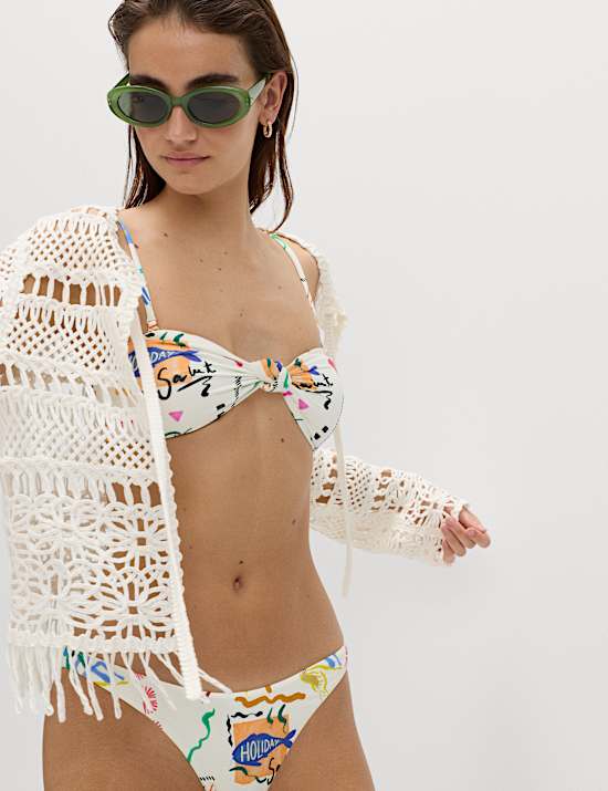 Printed Padded Bandeau Bikini Top