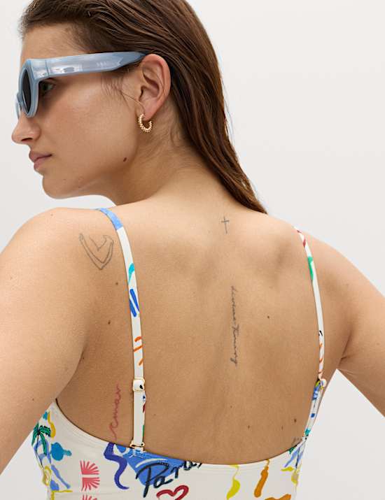 Printed Bandeau Tankini Top