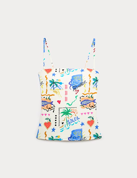 Printed Bandeau Tankini Top