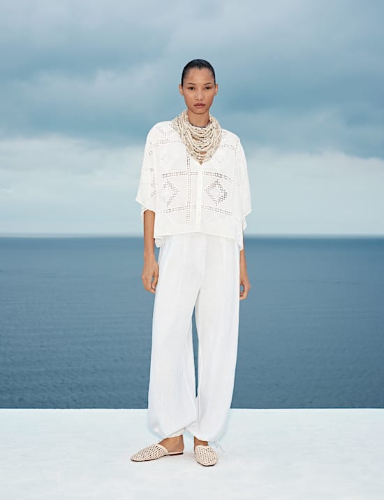 Pure Cotton Broderie Kaftan Top