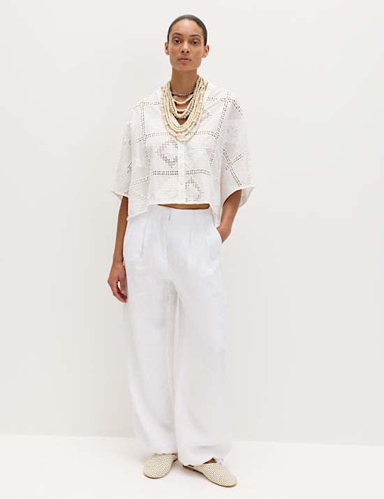 Pure Cotton Broderie Kaftan Top