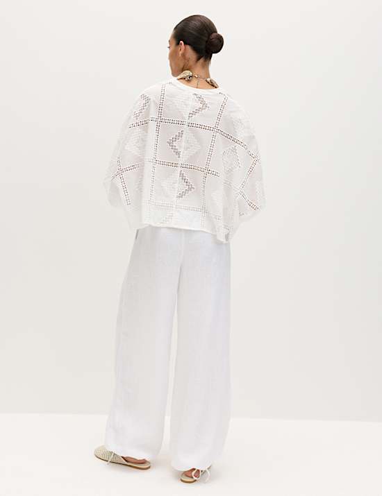 Pure Cotton Broderie Kaftan Top