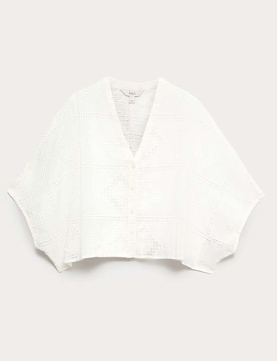 Pure Cotton Broderie Kaftan Top