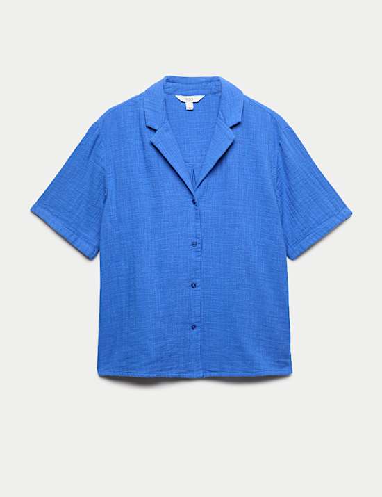 Pl&aacute;žov&aacute; ko&scaron;ile z dvojit&eacute; tkaniny s kr&aacute;tk&yacute;mi ruk&aacute;vy z čist&eacute; bavlny