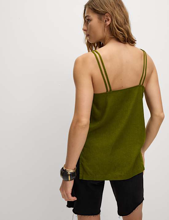 Top estilo camisola largo de lino con abalorios