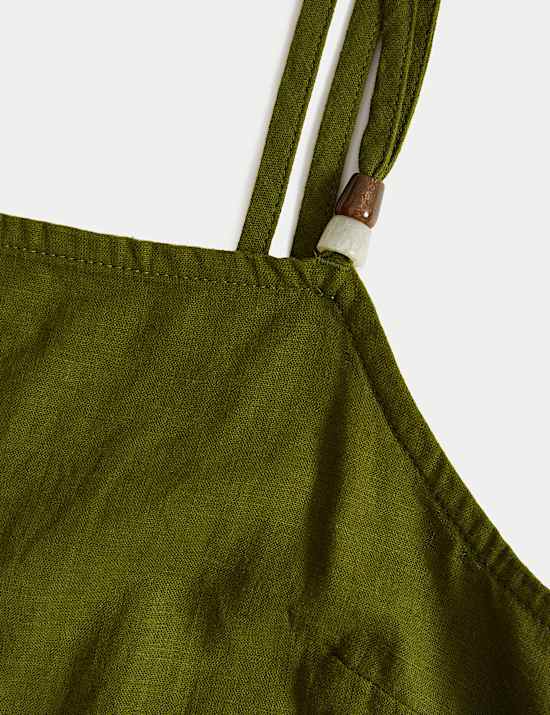 Top estilo camisola largo de lino con abalorios