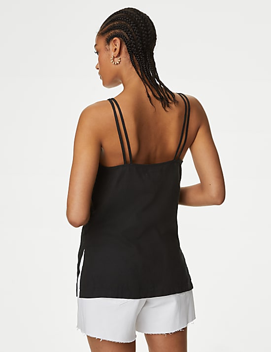 Linen Rich Beaded Longline Cami Top