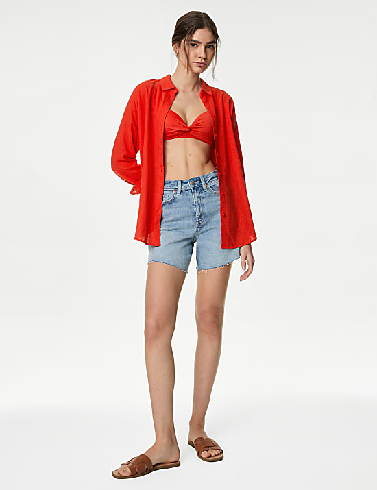 Linen Blend Collared Relaxed Shirt