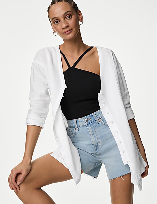 Linen Rich V-Neck Blouse