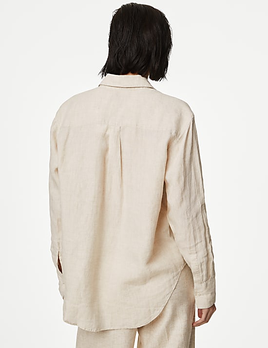 Chemise coupe d&eacute;contract&eacute;e 100 % lin avec encolure