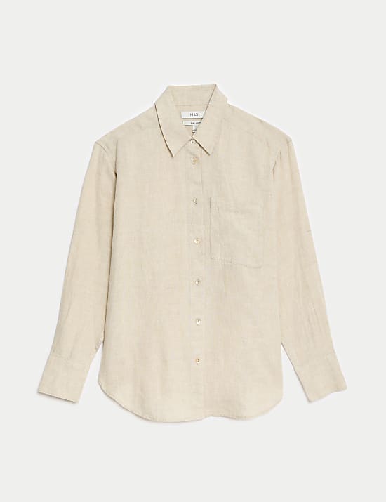 Chemise coupe d&eacute;contract&eacute;e 100 % lin avec encolure