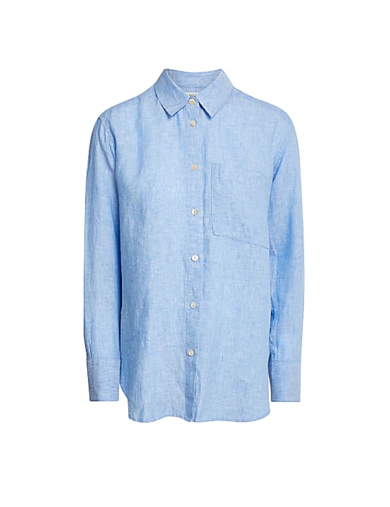 Chemise coupe d&eacute;contract&eacute;e 100 % lin avec encolure