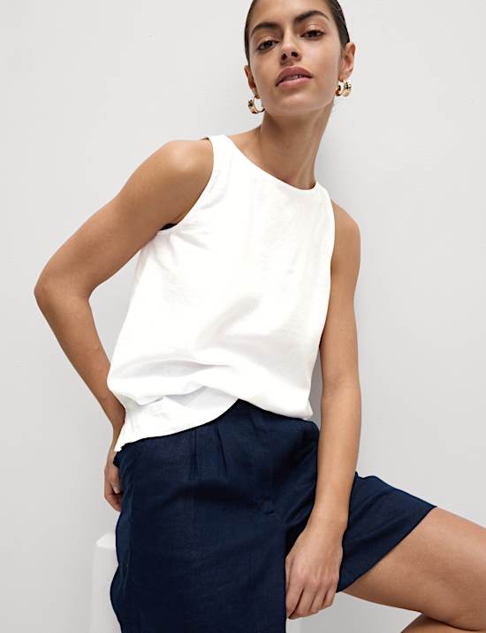 Linen Blend Sleeveless Blouse