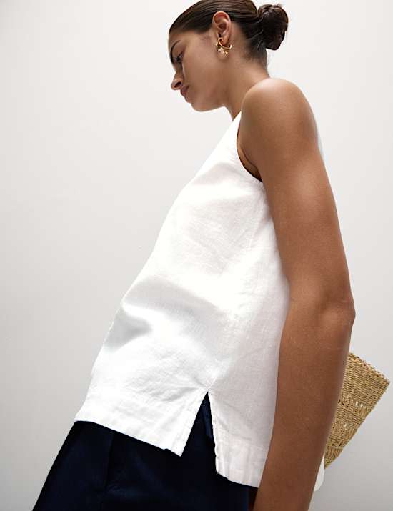 Linen Blend Sleeveless Blouse
