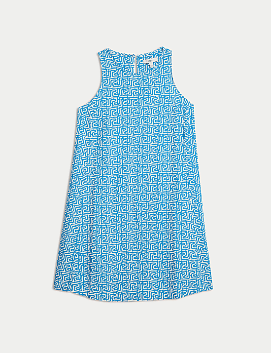 Linen Rich Printed Mini Shift Dress