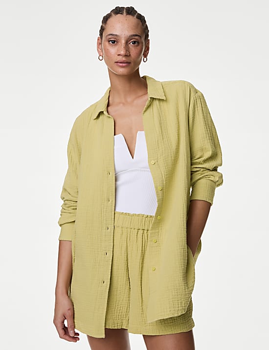 Chemise de plage coupe d&eacute;contract&eacute;e 100 % coton
