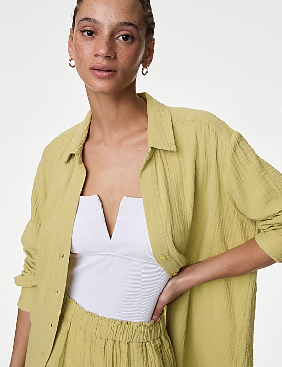 Chemise de plage coupe d&eacute;contract&eacute;e 100 % coton