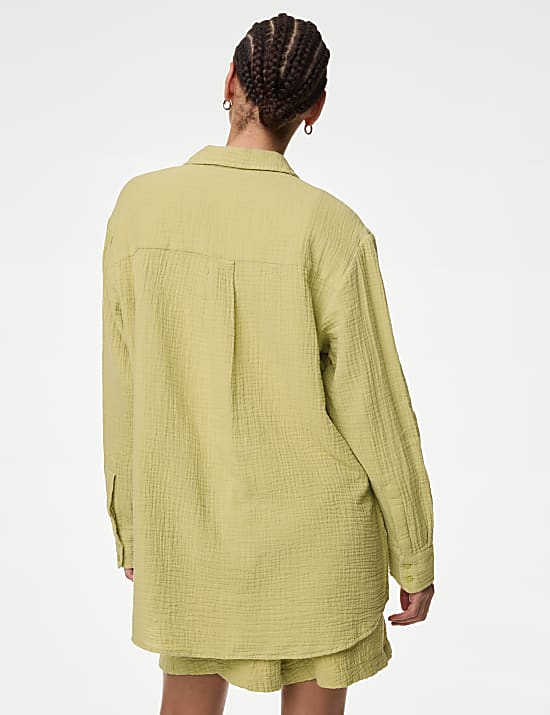 Chemise de plage coupe d&eacute;contract&eacute;e 100 % coton