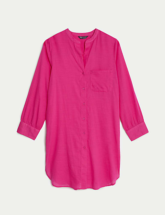Pure Cotton Round Neck Longline Beach Shirt