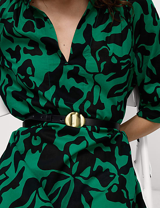 Caftan de plage midaxi 100 % coton &agrave; col V