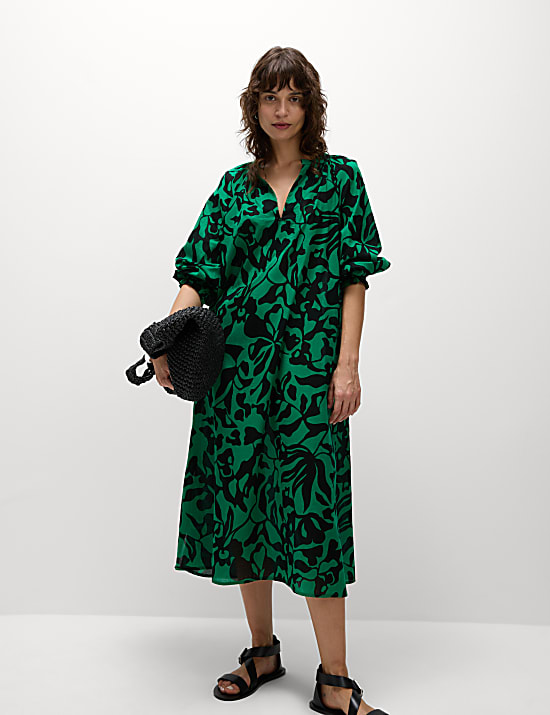 Caftan de plage midaxi 100 % coton &agrave; col V