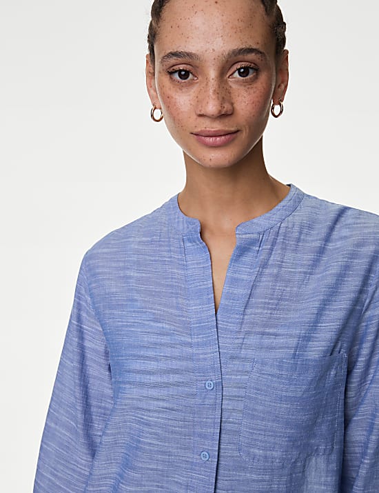 Chemise de plage coupe longue 100&nbsp;% coton sans encolure