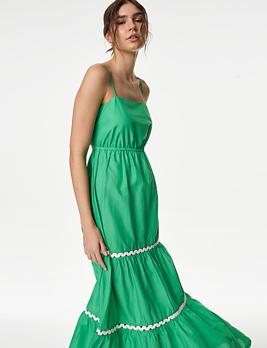 Robe de plage midi 100 % coton &agrave; encolure carr&eacute;e