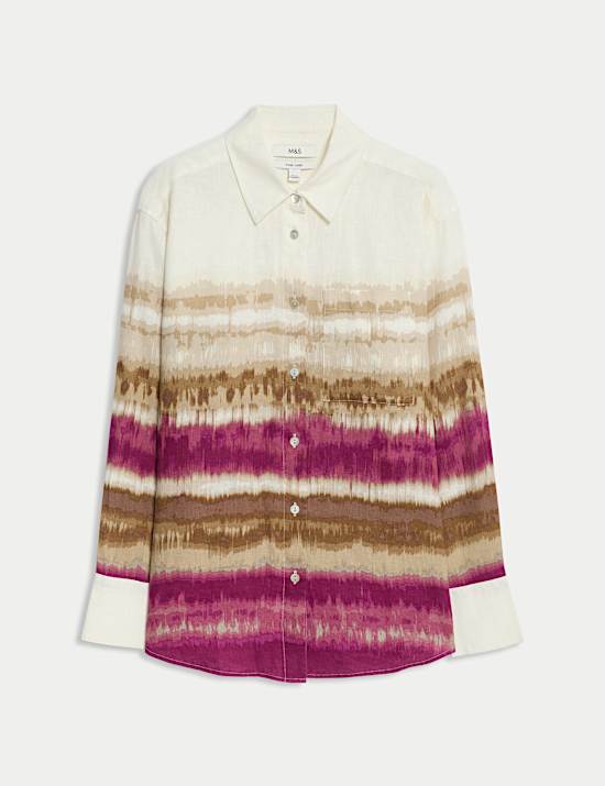 Pure Linen Striped Oversized Shirt