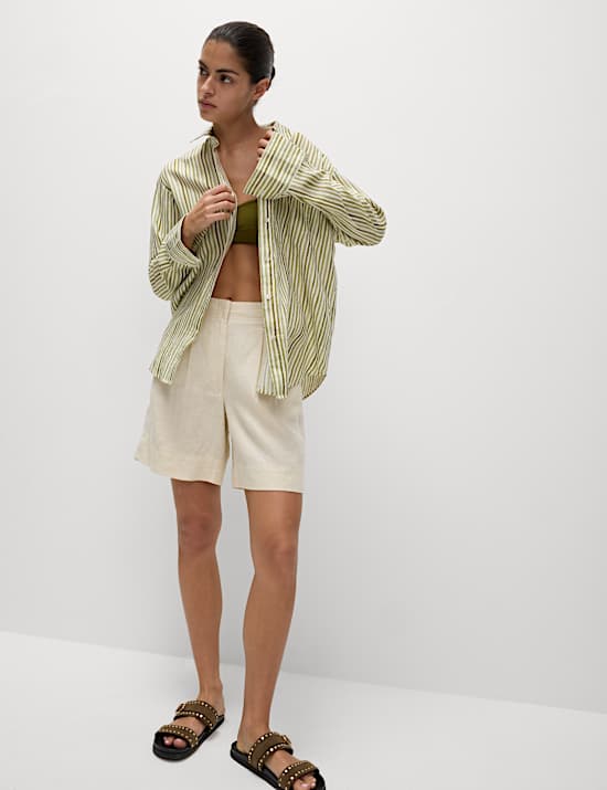 Pure Linen Striped Oversized Shirt
