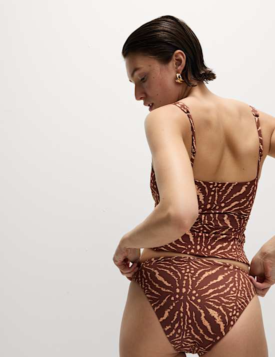 Printed High Leg Bikini Bottoms