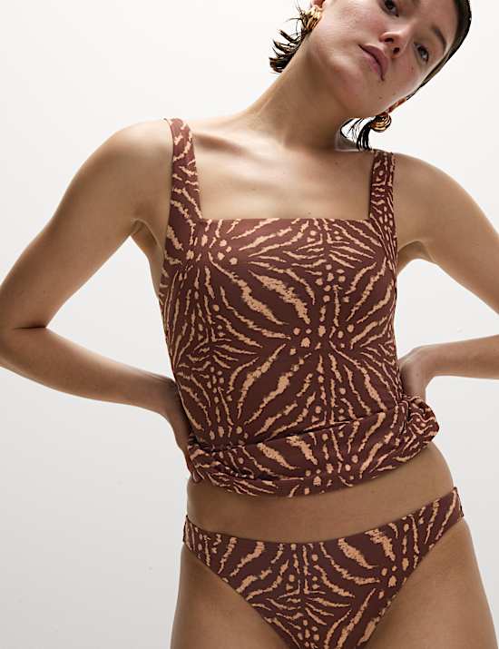 Printed High Leg Bikini Bottoms