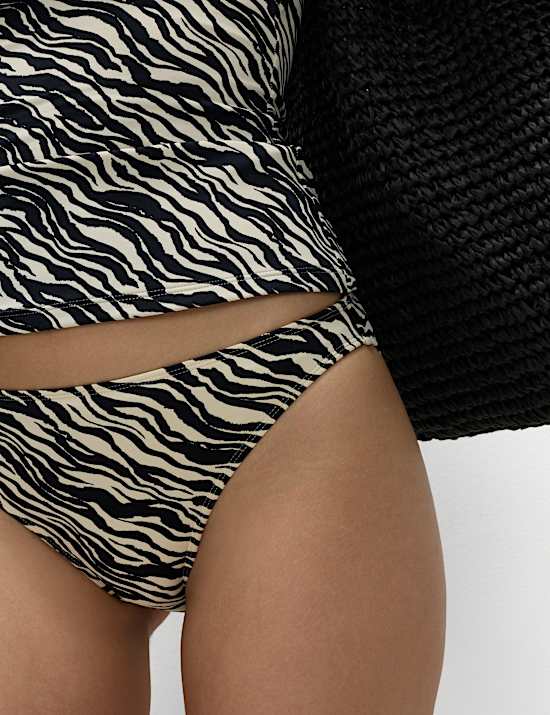 Printed High Leg Bikini Bottoms