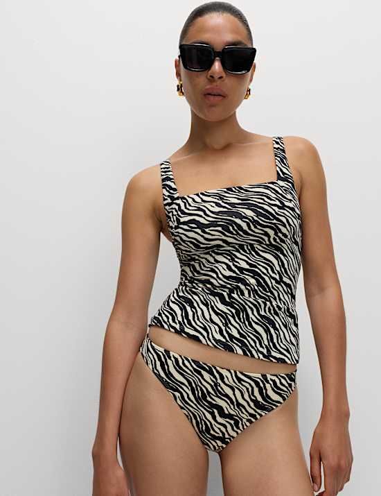 Printed High Leg Bikini Bottoms