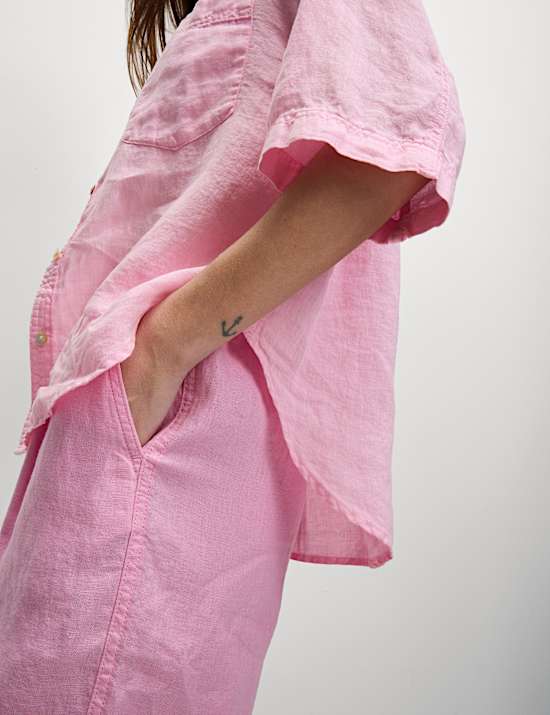 Pure Linen Collared Relaxed Shirt