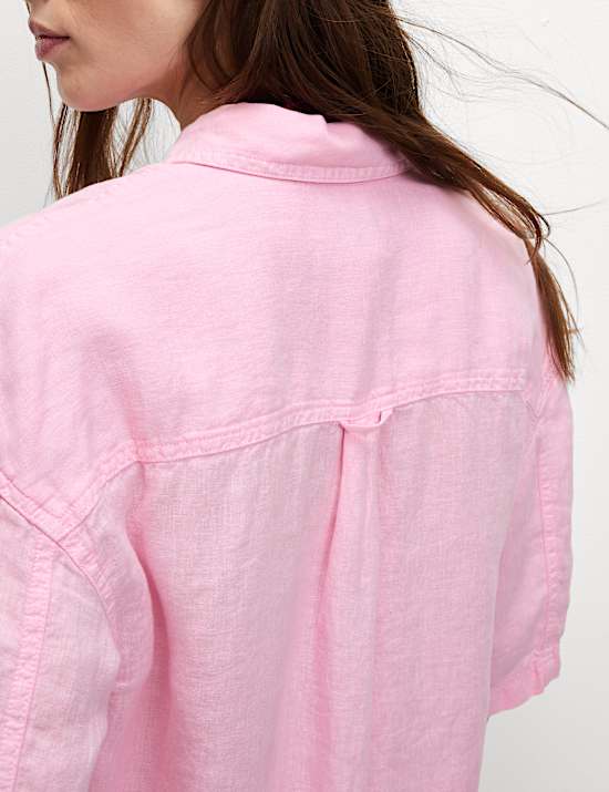 Pure Linen Collared Relaxed Shirt