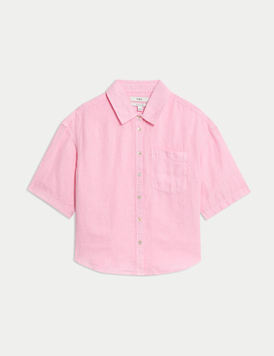 Pure Linen Collared Relaxed Shirt