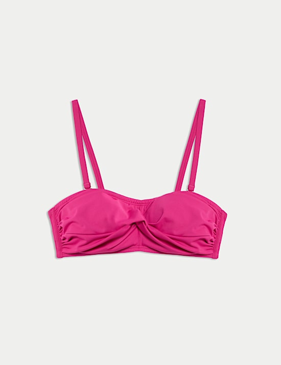 Padded Twist Front Bandeau Bikini Top