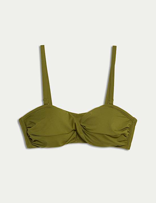 Padded Twist Front Bandeau Bikini Top